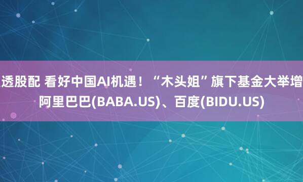 盈透股配 看好中国AI机遇！“木头姐”旗下基金大举增持阿里巴巴(BABA.US)、百度(BIDU.US)