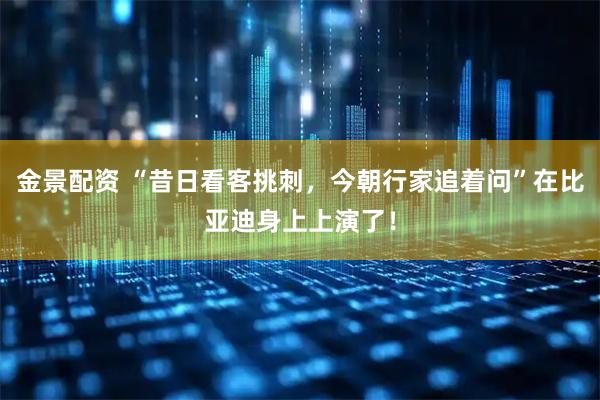 金景配资 “昔日看客挑刺，今朝行家追着问”在比亚迪身上上演了！
