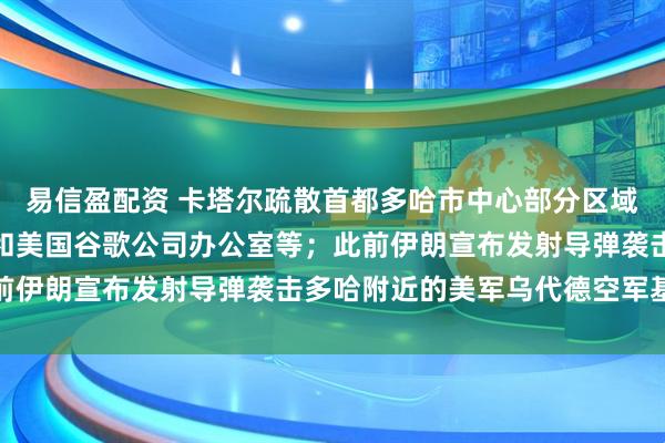 易信盈配资 卡塔尔疏散首都多哈市中心部分区域,该区设有政府办公楼和美国谷歌公司办公室等;此前伊朗宣布发射导弹袭击多哈附近的美军乌代德空军基地